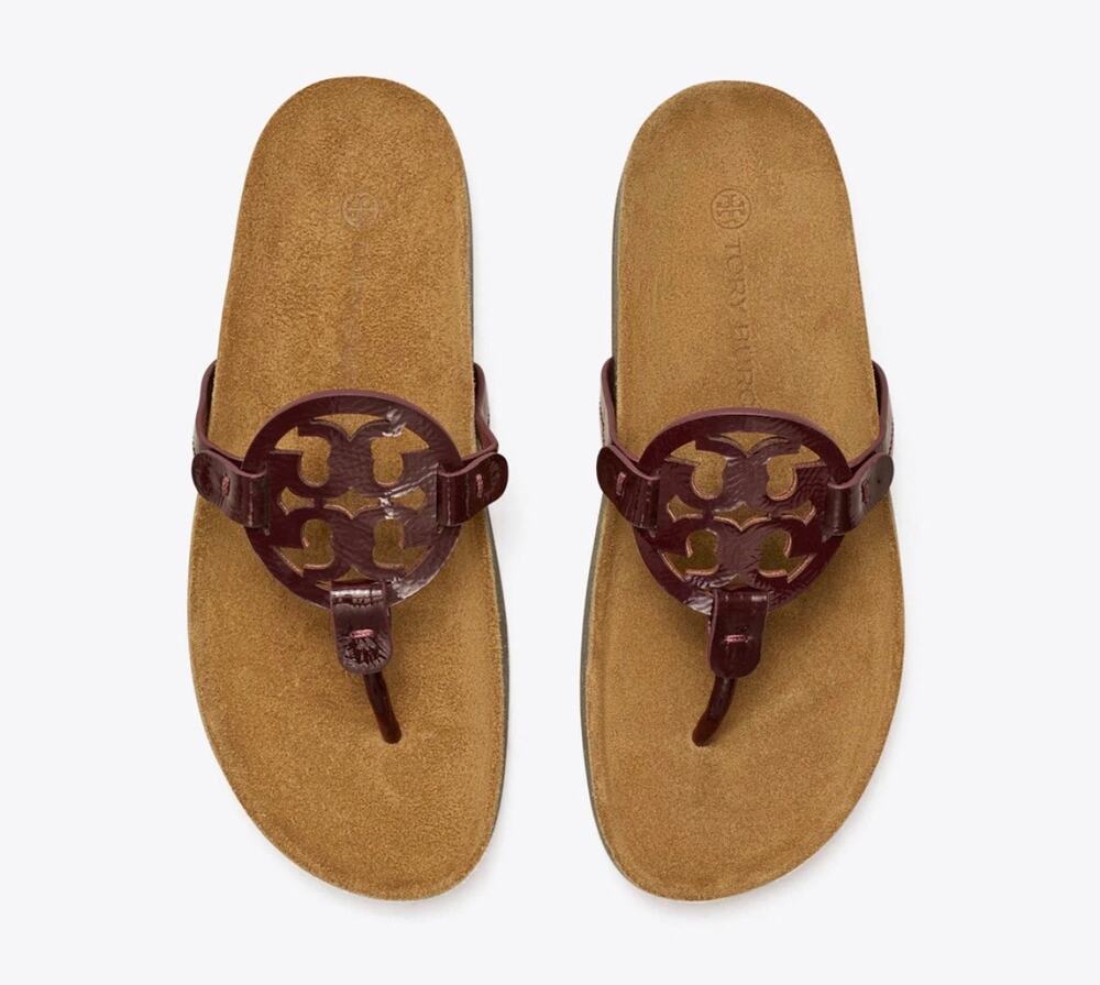 Tory Burch Miller Cloud Sandal in Plum/Natural Size 10